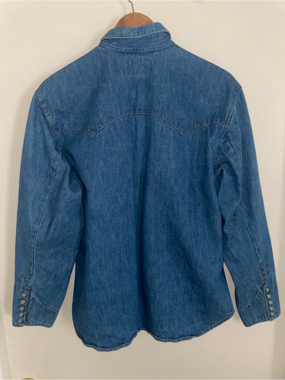 Ralph Lauren Vintage 100% Cotton Smiley Pocket Denim Snap Shirt - Picture 7 of 11